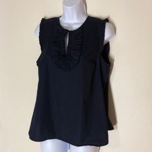 J.Crew End-on-end ruffle-front shell - Navy Size 8
